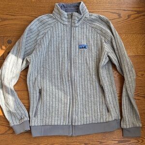 Patagonia Light Gray Pinstripe Full-Zip Fleece Jacket